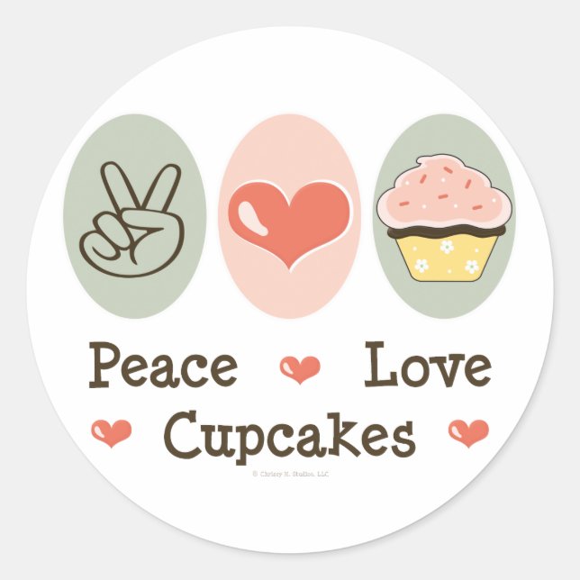 Peace Liebe Cupcakes Stickers (Vorderseite)