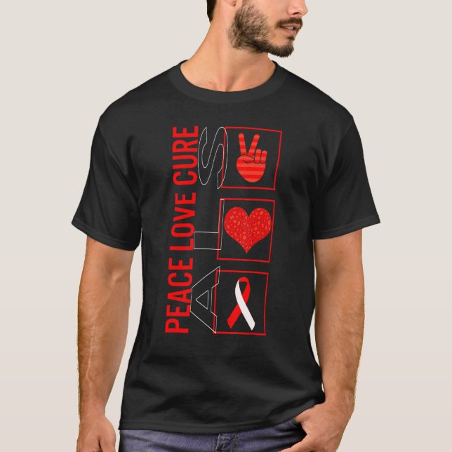 Peace Liebe Cure ALS Awareness Ribbon Kriegerhilfe T-Shirt (Vorderseite)