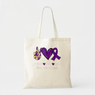 Peace Liebe Cure Arachnoiditis Lila Ribbon Awaren Tragetasche