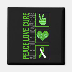 Peace Liebe Cure Bile Duct Cancer Awareness Ribbon Magnet