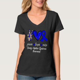 Peace Liebe Cure Dandy Walker Syndrome Blue Ribbon T-Shirt