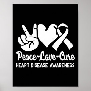 Peace Liebe Cure Go Red American Heart Disease Awa Poster
