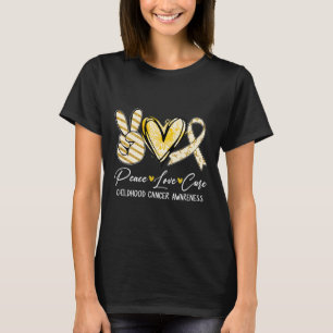 Peace Liebe Cure Gold Ribbon Kinderkrebs Aware T-Shirt