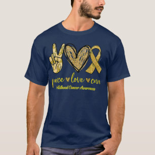 Peace Liebe Cure Gold Ribbon Kinderkrebs Aware T-Shirt
