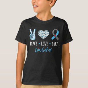 Peace Liebe Cure Grey Blue Ribbon Typ 1 Diabetes A T-Shirt