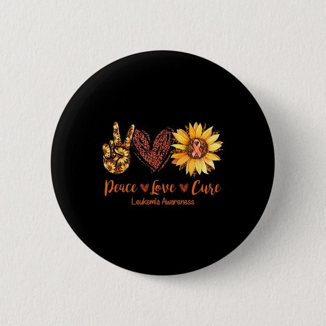 Peace Liebe Cure Leukemia Awareness Gift Button (Vorderseite)