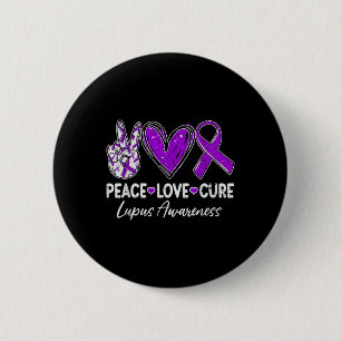Peace Liebe Cure Lupus Awareness Warrior Lila Rib Button