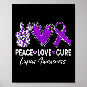 Peace Liebe Cure Lupus Awareness Warrior Lila Rib Poster