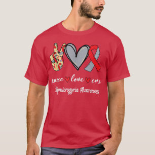 Peace Liebe Cure Polymicrogyria Red & Gray Ribbon T-Shirt