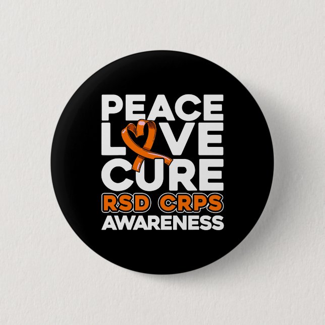 Peace Liebe Cure Rsd Crps Bewusstsein Button (Vorderseite)