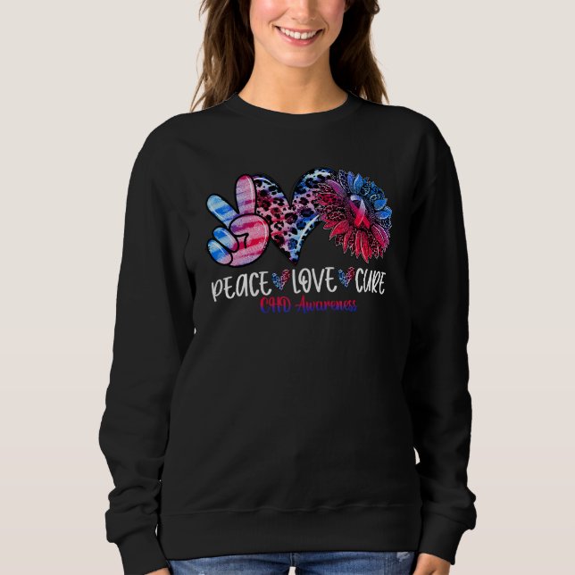 Peace Liebe Cure Sonnenblumen Leopard Chd Bewussts Sweatshirt (Vorderseite)