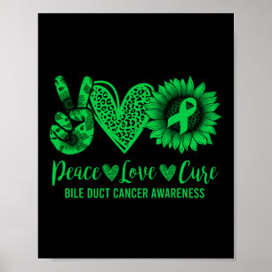 Peace Liebe Cure Sunflower Bile Duct Cancer Awaren Poster