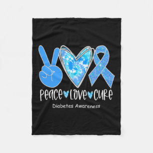 Peace Liebe Cure T1d Diabetes Awareness Blue Ribbo Fleecedecke