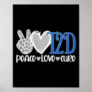 Peace Liebe Cure Typ 2 Diabetes Awareness T2d Blue Poster