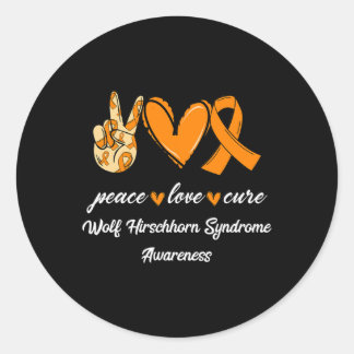 Peace Liebe Cure Wolf Hirschhorn Syndrom Ribbon Aw Runder Aufkleber