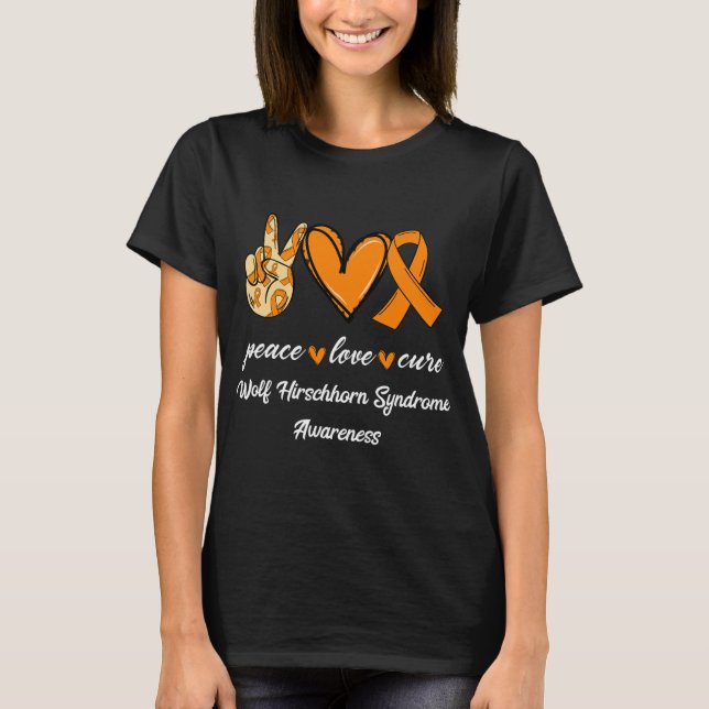 Peace Liebe Cure Wolf Hirschhorn Syndrom Ribbon Aw T-Shirt (Vorderseite)