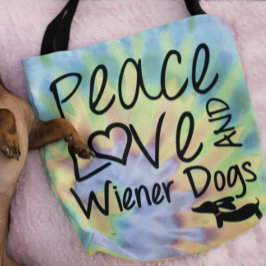 Peace Liebe & Dackel Hunde Gefärbte Krawatte Tote  Tasche