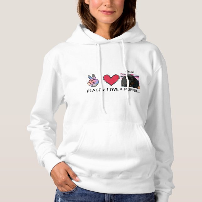Peace Liebe Dackeln Dog Lovers Hoodie (Vorderseite)