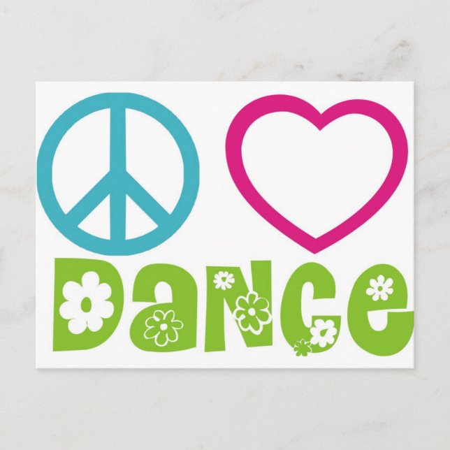 Peace Liebe Dance Postkarte (Vorderseite)