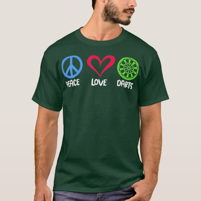Peace Liebe Darts Niedlich Dart Player T-Shirt (Vorderseite)