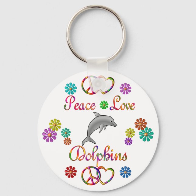 Peace Liebe Delphins Schlüsselanhänger (Vorderseite)