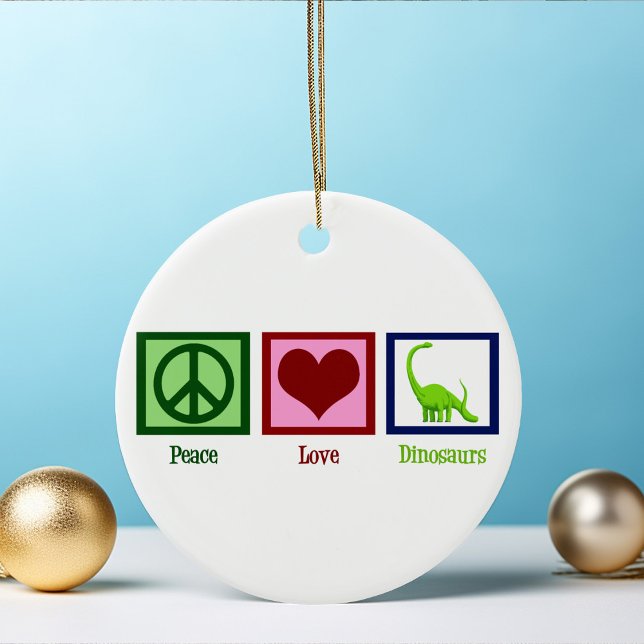 Peace Liebe Dinosaurier Keramik Ornament (Von Creator hochgeladen)