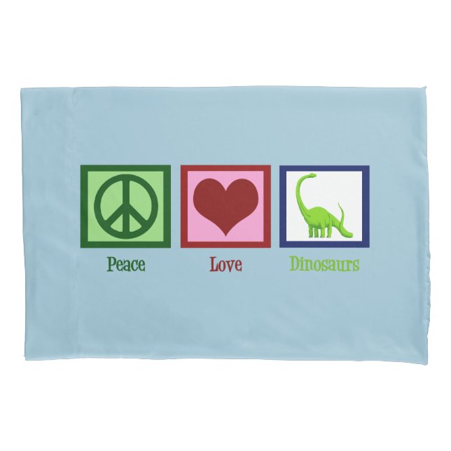 Peace Liebe Dinosaurier Kissenbezug (Vorderseite)