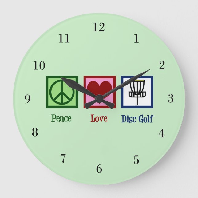 Peace Liebe Disk Golf Große Wanduhr (Vorderseite)