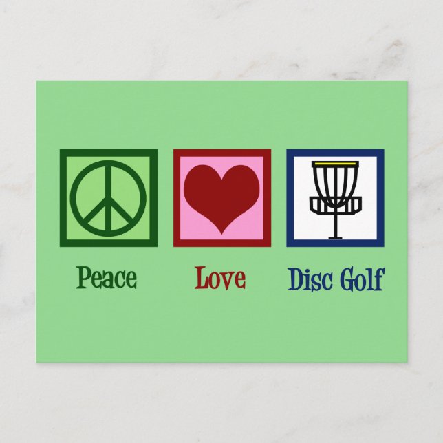 Peace Liebe Disk Golf Postkarte (Vorderseite)