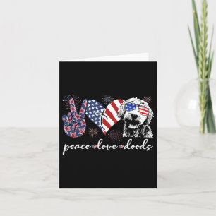 Peace Liebe Doods Goldendoodle Usa Flag Doodle 4. Karte