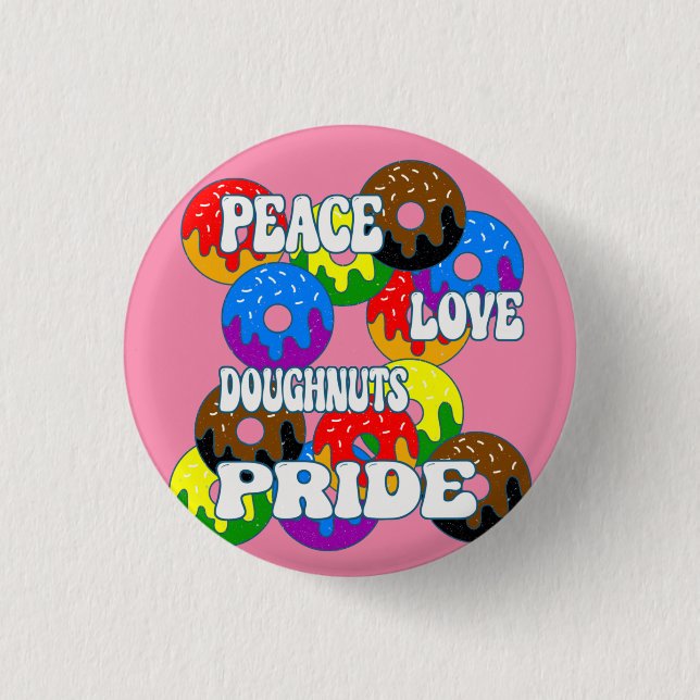 Peace Liebe Doughnut Pride Schlüsselanhänger Button (Vorderseite)