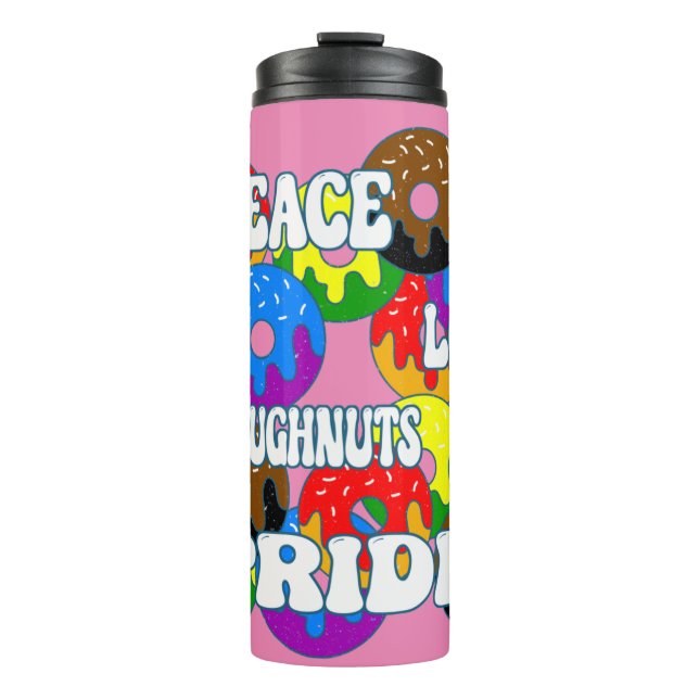 Peace Liebe Doughnut Pride Thermosbecher (Vorderseite)