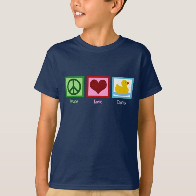 Peace Liebe Ducks Niedlich Duck Mascot Kids T-Shirt (Vorderseite)
