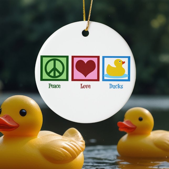 Peace Liebe Ducks Niedlich Duck Mascot Weihnachten Keramikornament (Von Creator hochgeladen)