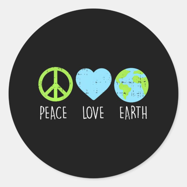 Peace Liebe Earth Cool Hippie Hippy Runder Aufkleber (Vorderseite)