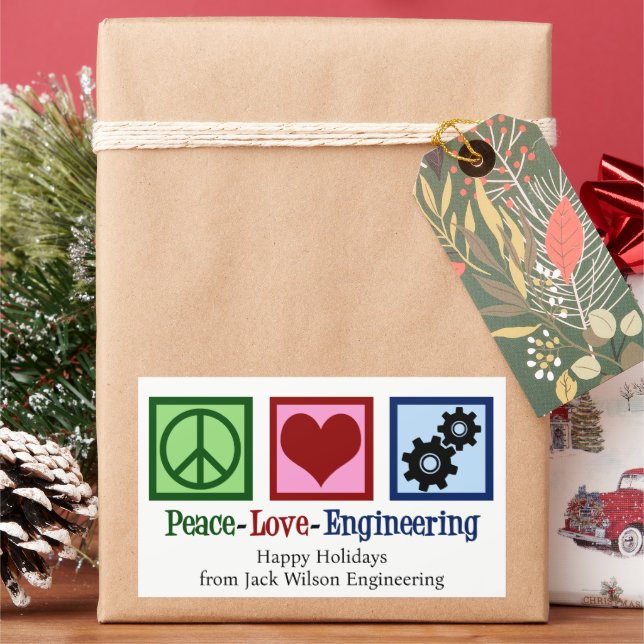 Peace Liebe Engineering Company Custom Christmas Rechteckiger Aufkleber (Feiertag)