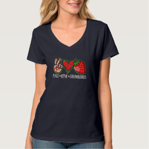 Peace Liebe Erdbeeren Frucht Berries Niedlich Stra T-Shirt