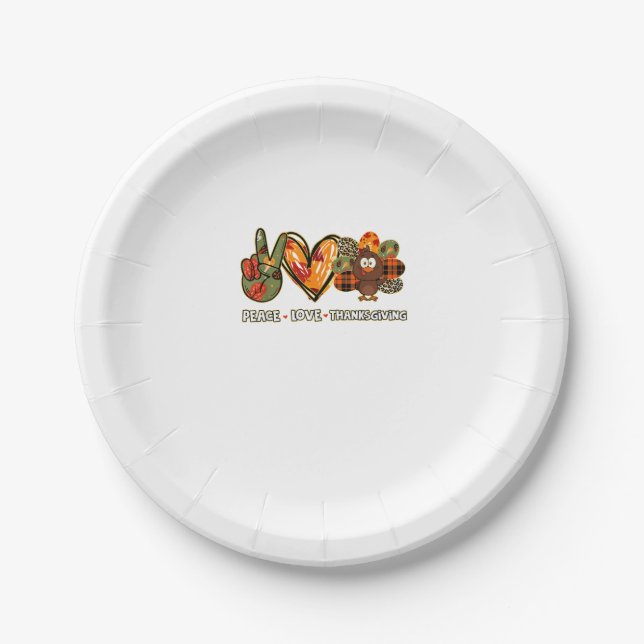 Peace Liebe Erntedank Gobble Türkei Erntedank Pappteller (Vorderseite)