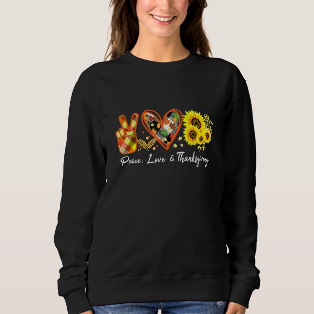 Peace Liebe Erntedank Leopard Sunflower Türkei P Sweatshirt (Vorderseite)