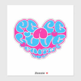 Peace Liebe Faith Joy Aqua Pink Heart Retro Sticke Aufkleber
