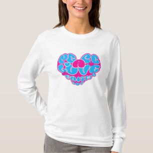Peace Liebe Faith Joy Aqua Pink Heart Retro T-Shirt
