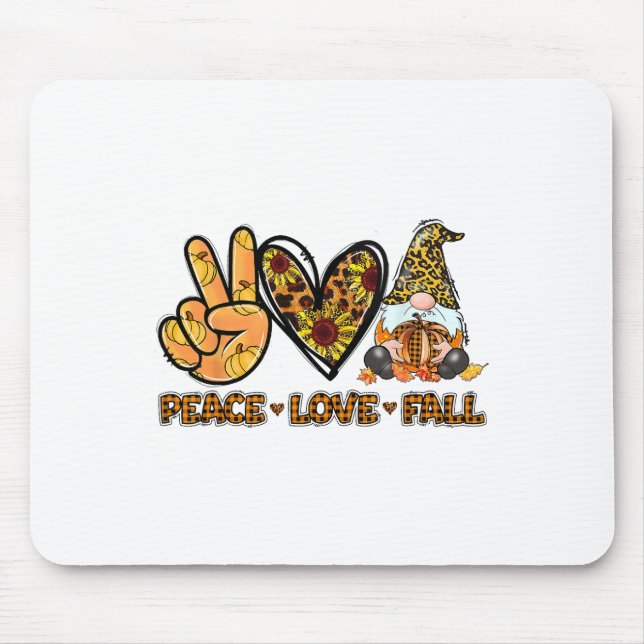 Peace Liebe Fall Fun Gnome Herbst Lover Pumpkins H Mousepad (Vorne)