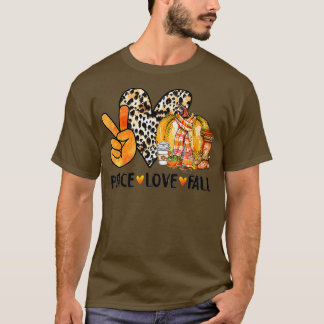 Peace Liebe Fall Leopard Pumpkin Herbst glücklich  T-Shirt
