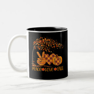 Peace Liebe Fall Pumpkin Autum Happy Fall Zweifarbige Tasse