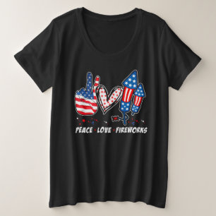 PEACE LIEBE FIREWORKS 4. Juli Feier Große Größe T-Shirt