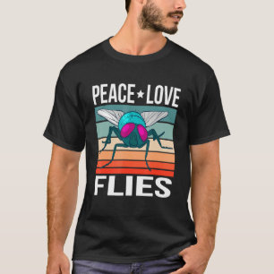 Peace Liebe Fliegt Zitat Retro Art Insekt Entomolo T-Shirt