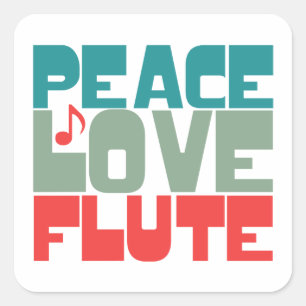 Peace Liebe Flute Quadratischer Aufkleber