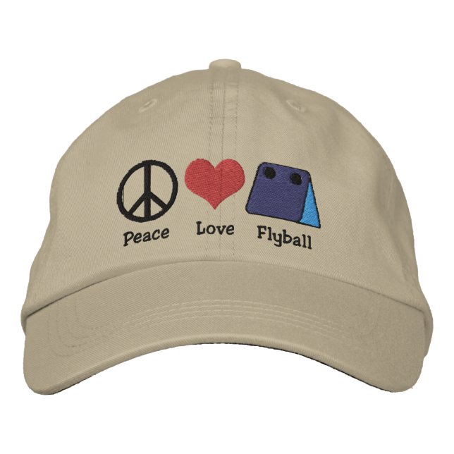 Peace Liebe Flyball bestickter Hut (Vorderseite)