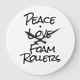 Peace Liebe Foam Rollers Wall Clock Große Wanduhr