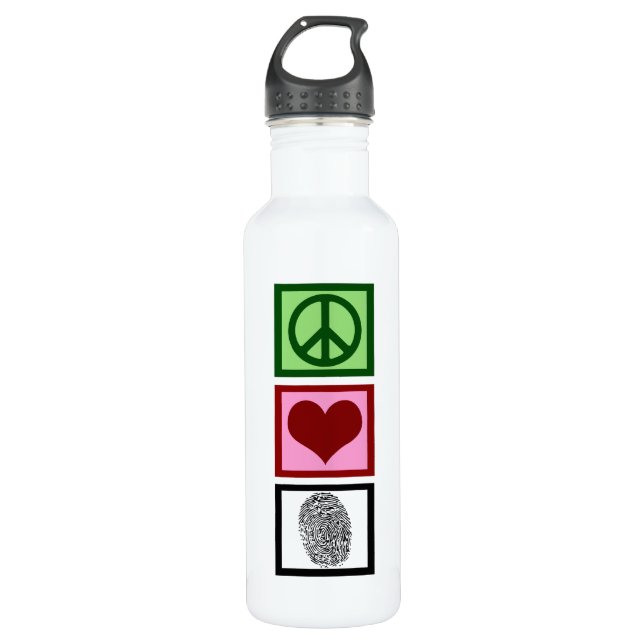 Peace Liebe Forensik Edelstahlflasche (Vorderseite)